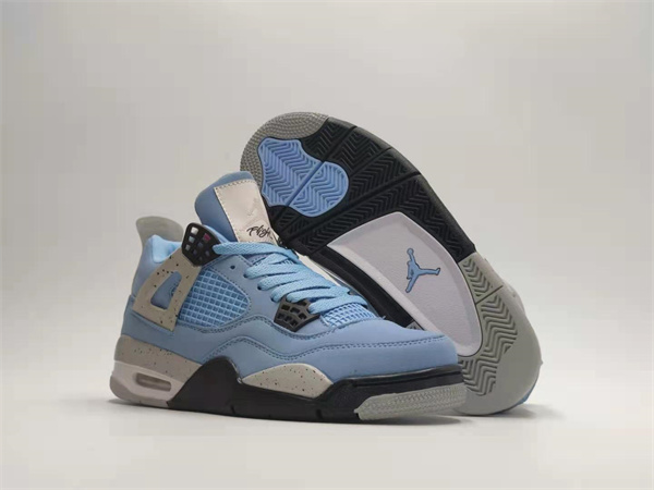 Women's Running weapon Air Jordan 4 Grey/Blue Shoes 042